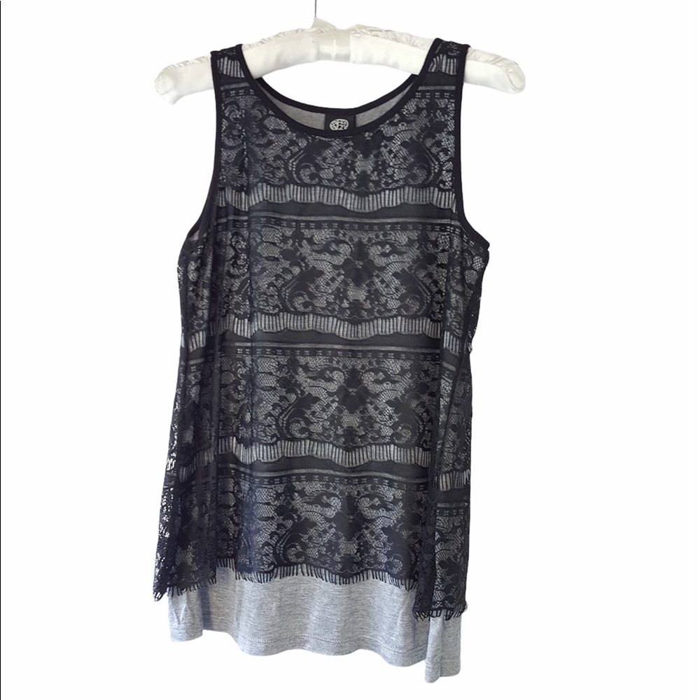 Bobeau Women’s Black lace tank top size x-small